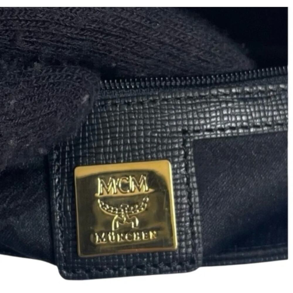 MCM EUC Black Satchel with Gold Hardware and Accents - Picture 2 of 4